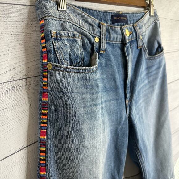 Ramy Brook Womens size 26 Rosie Distressed Boyfriend Embroidered Jeans - Picture 5 of 11